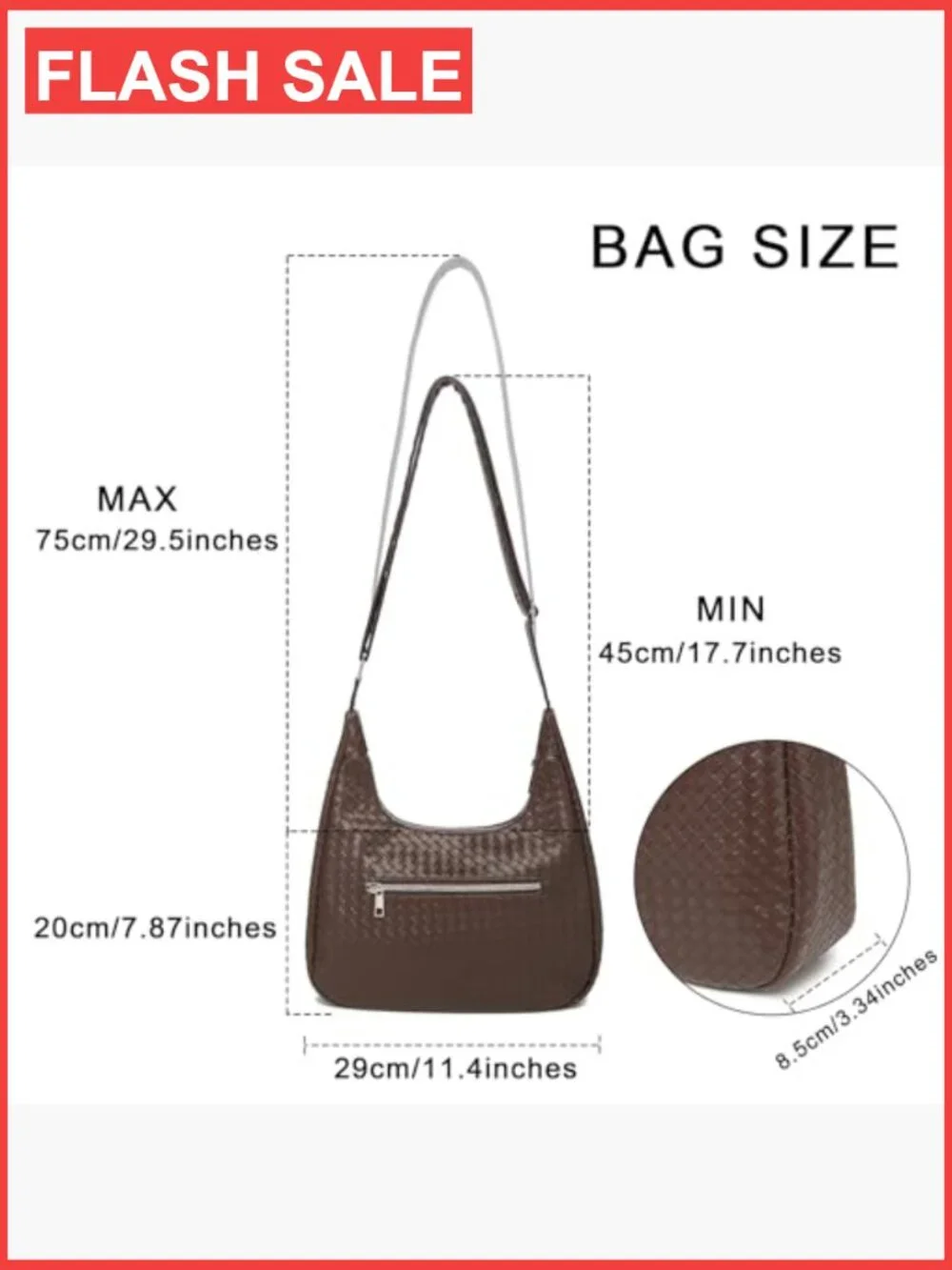 Woven Hobo Bag Crossbody Shoulder Tote Faux Leather Purse